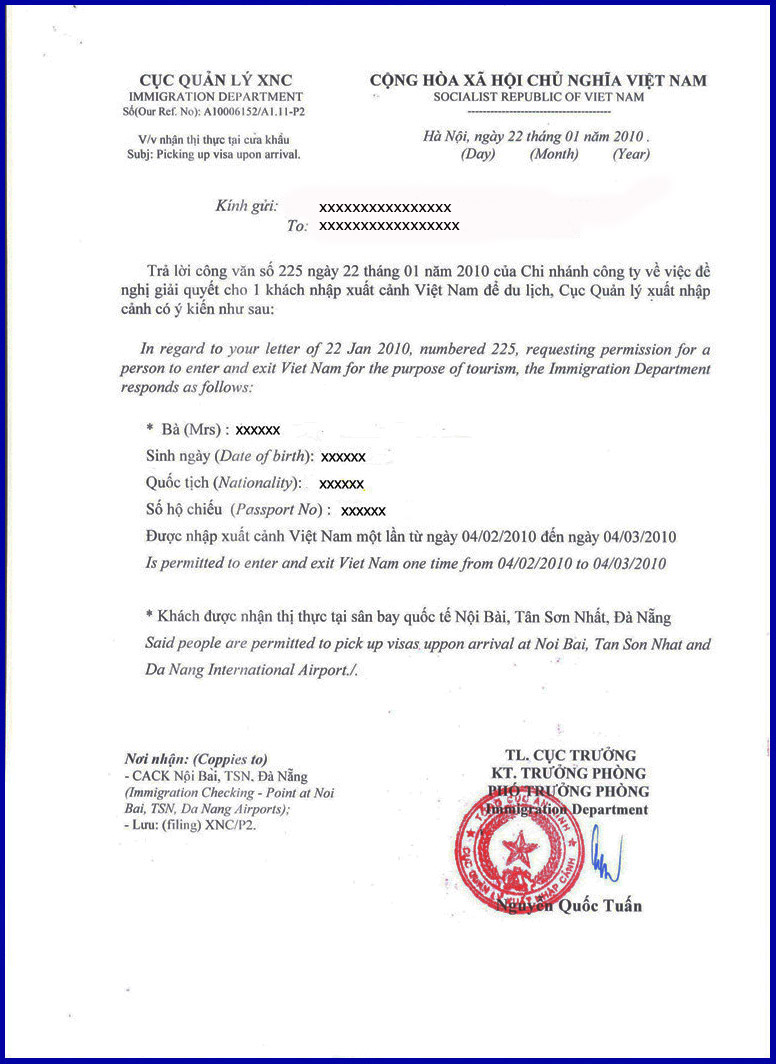 example visa approval letter