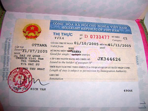 vietnamese visa in passport